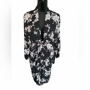 Spiritual Gangster Black and White Floral Kimono, One Size